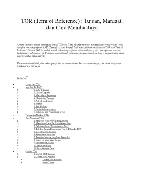 Manfaat Term of Reference