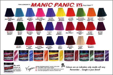 Manic Panic Hair Colors Chart