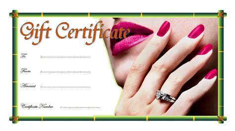 Manicure Gift Certificate Template Free