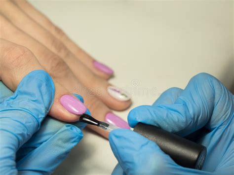 Manicure Procedures Nail Uvvarnish Closeup