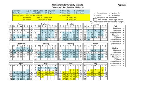Mankato State Calendar