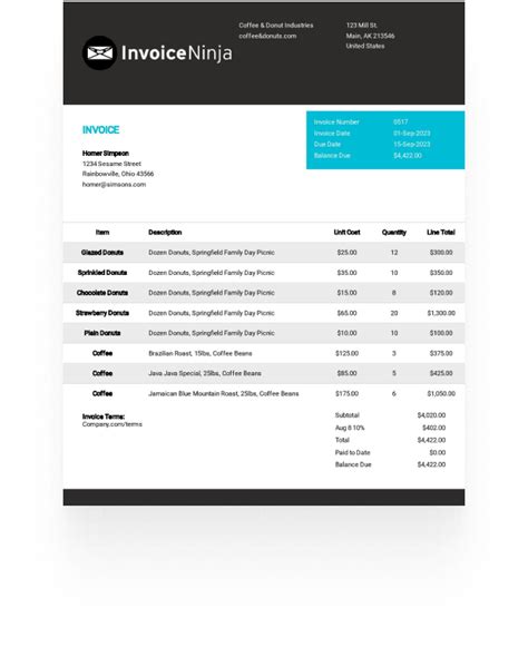 Manufacturing Invoice Template