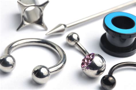 Many types of body piercing jewelry