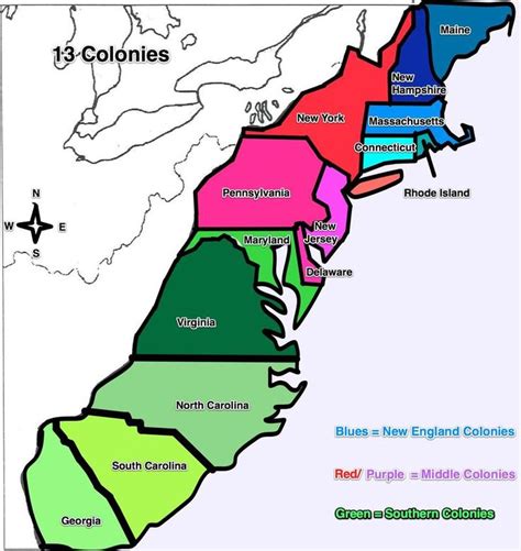 Map Of 13 Colonies Printable