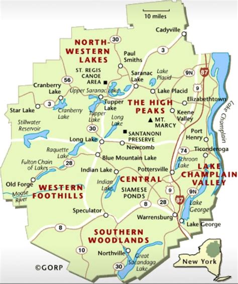 Map Of Adirondack Lakes