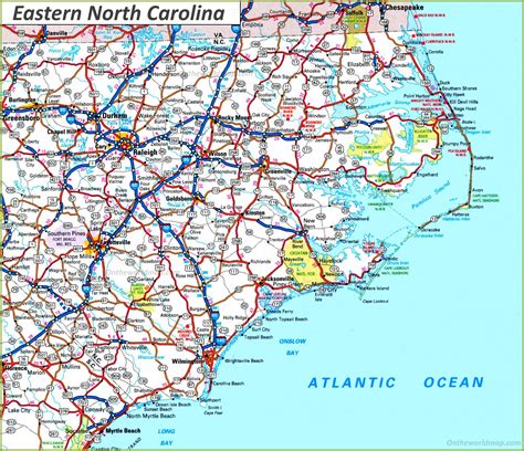 Map of North Carolina Eastern,Free highway road map NC with cities