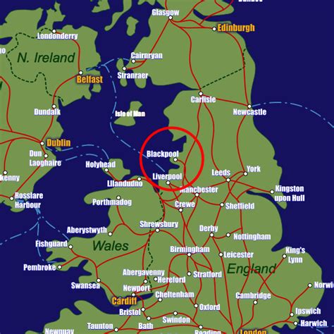 Map Of England Blackpool