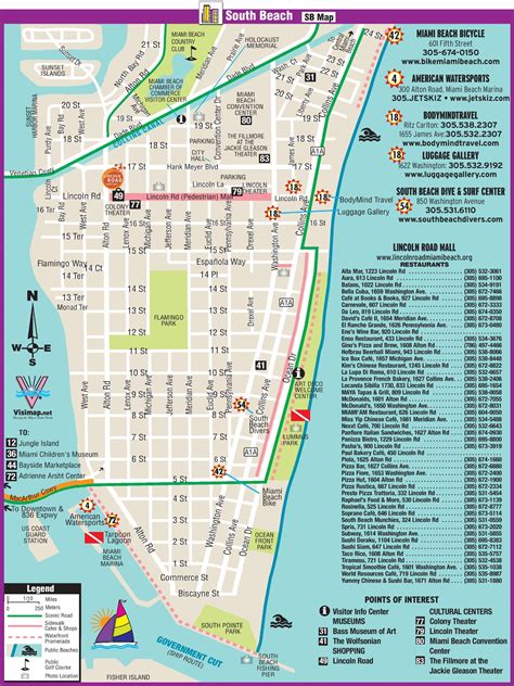 South Beach restaurant and sightseeing map Viajes a miami, Guia