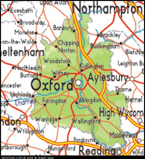 Map Of Oxfordshire England