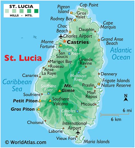 Map Of St Lucia In The Caribbean