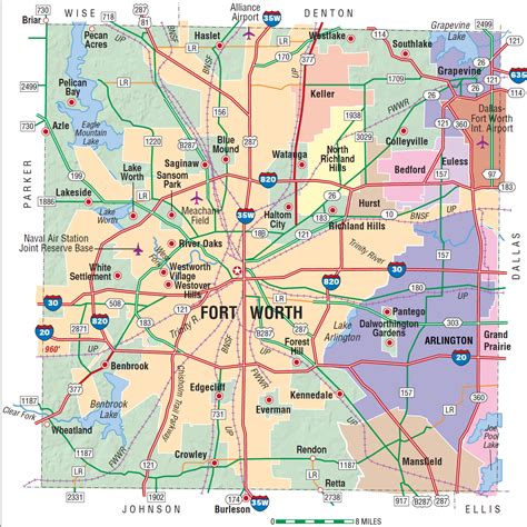 Tarrant County, TX Zip Code Wall Map Basic Style by MarketMAPS MapSales