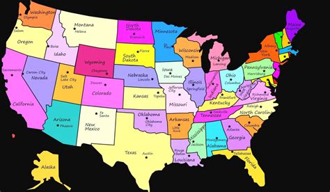 Map Of The Us With State Names And Capitals