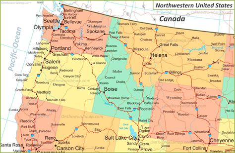 Map Of Us North West