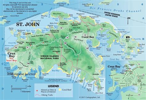 Map Of Us Virgin Islands St John