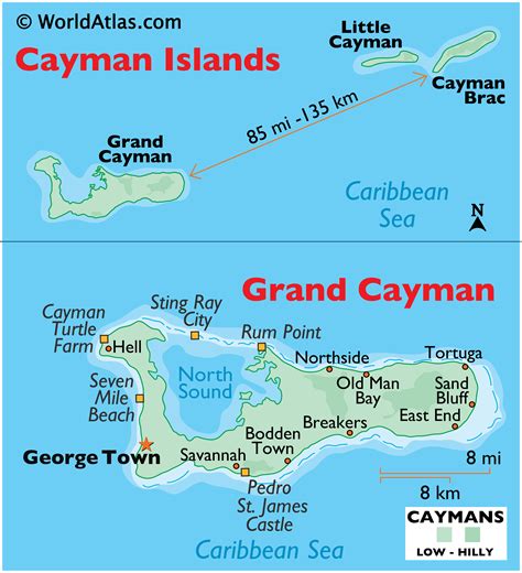 Large detailed road and topographical map of Grand Cayman Island