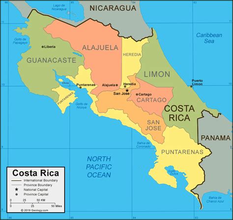 Large regions map of Costa Rica. Costa Rica large regions map Vidiani