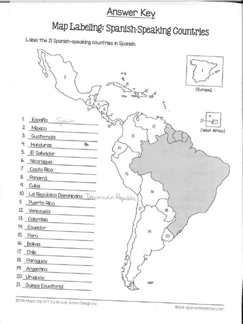 Map Labeling Spanish Speaking Capitals Worksheet Answers
