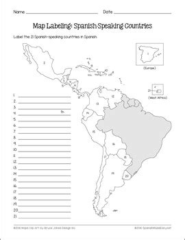 Map Labeling Spanish Speaking Countries Worksheet Answers