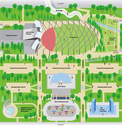 Map of Millenium Park Parques, Chicago, Destinos viajes