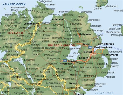 Northern Ireland Road Map • mappery