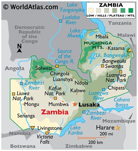 Map Of Africa Showing Zambia