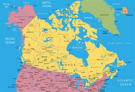 Large elevation map of Canada and Alaska with roads and cities