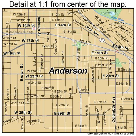 Anderson, Indiana Area Map Light HEBSTREITS Sketches Area map