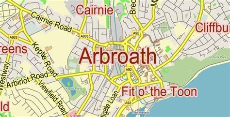 Arbroath UK PDF Vector Map Exact High Detailed City Plan editable