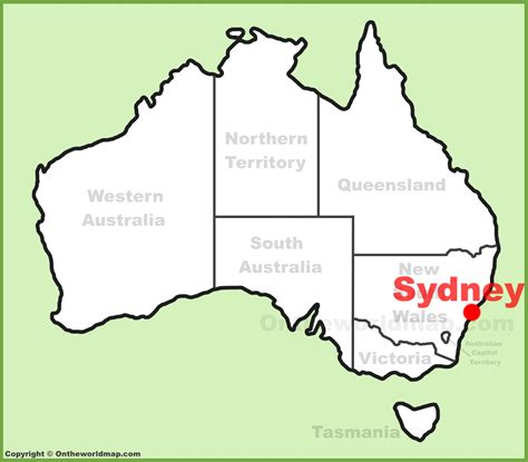 Sydney on Map of Australia