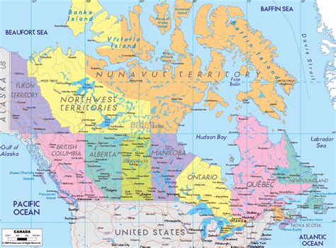 Detailed political map of Canada. Canada detailed political map