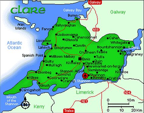 Map Art Print County Clare Ireland Map Irish Art Map of