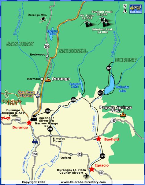 Map Of Durango Colorado Area