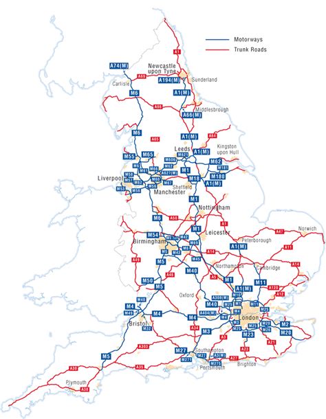 Map England Motorways