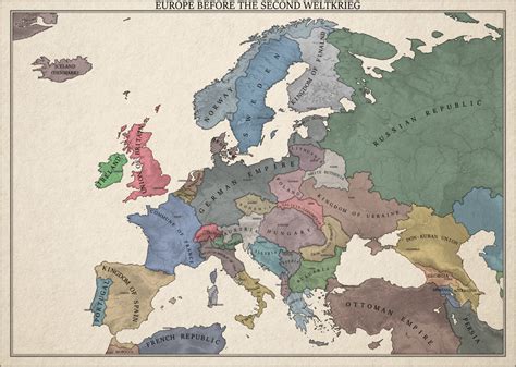 [OC]1936 Europe Map Political/Topographical Map Kaiserreich