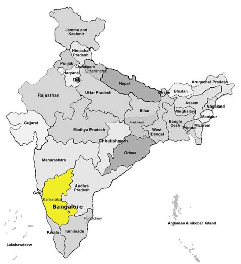 Map Of India With Bangalore