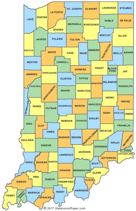 Map Of Indiana Counties Printable