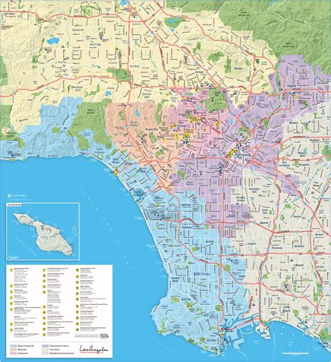 Los Angeles City and Metro Area Wall Map