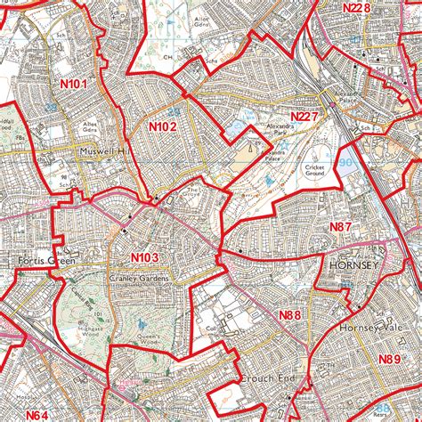 Map of N postcode districts North London Maproom