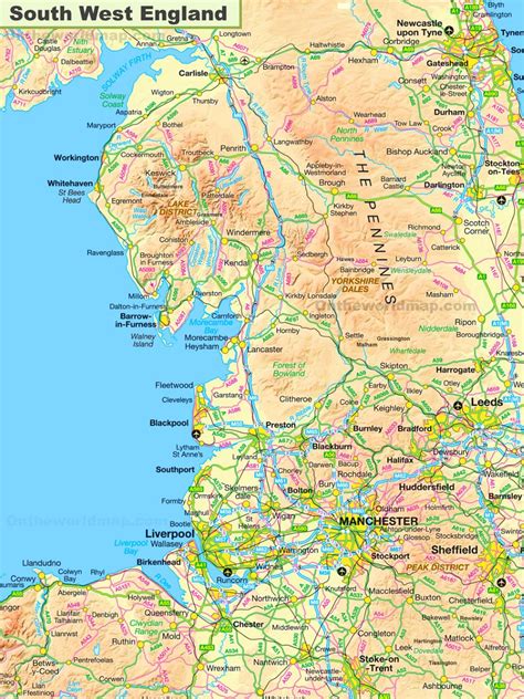 Download A Free Map Of North West England JPG And PNG