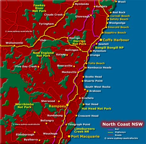 Northern nsw map Map of northern nsw (Australia)
