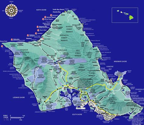 Tourist map of Oahu, Hawaii Oahu map, Oahu hawaii map, Oahu travel