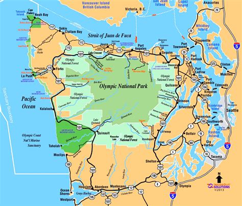 Olympic national park map, National parks map, Olympic national park