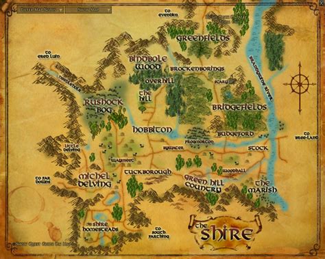 Map Of Shire Lord Of The Rings