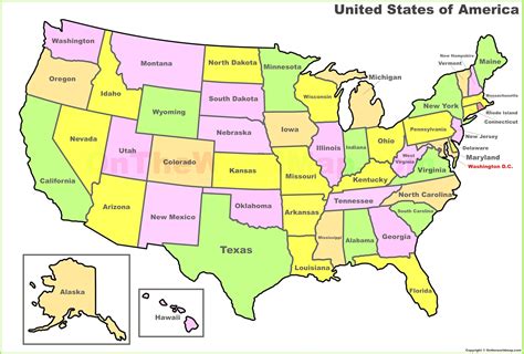 Map Of State Capitals Printable