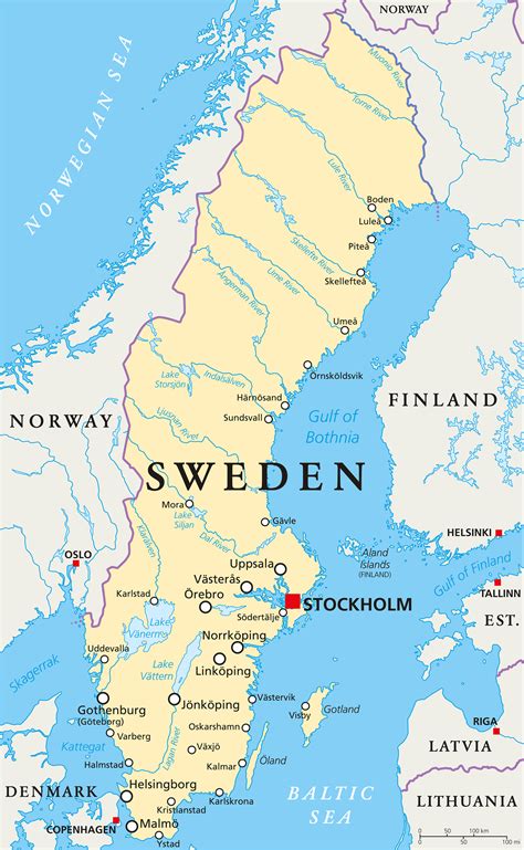Political Shades Simple Map of Sweden