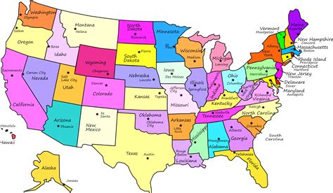 Map Of The Us With State Names And Capitals