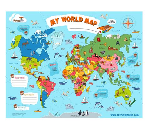 Printable World Map for Kids, Students & Children in PDF