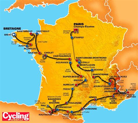 MAP OF TOUR DE FRANCE Recana Masana