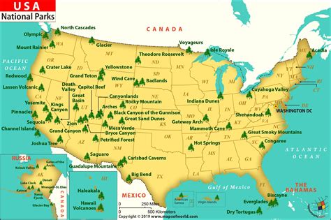 map of us national parks and monuments Map Usa National Parks One