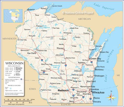 Reference Maps of Wisconsin, USA Nations Online Project